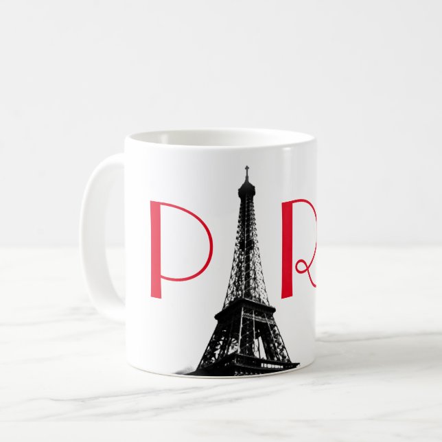 Roter Eiffelturm Paris Reisen Kaffeetasse (Vorderseite Links)