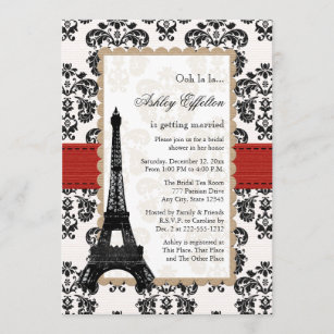 Roter Eiffelturm Pariser Brautparty Einladung