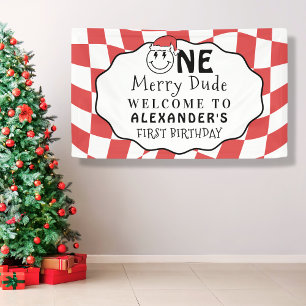 Roter Eins Glücklicher Typ Weihnachten 1. Geburtst Banner