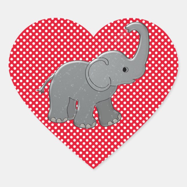 Roter Elefant Herz-Aufkleber (Vorderseite)