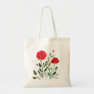 Roter eleganter Garten Blumengarten Aquarell Rose Tragetasche