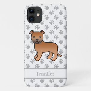 Roter englischer Staffie süßer Cartoon-Hund & Name Case-Mate iPhone Hülle