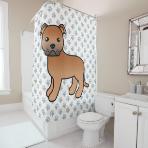 Roter English Staffordshire Bull Terrier Hund Duschvorhang