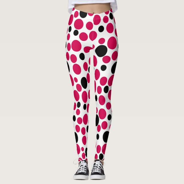 Roter Erbsenretro auf weißem Hintergrund Leggings (Vorderseite)