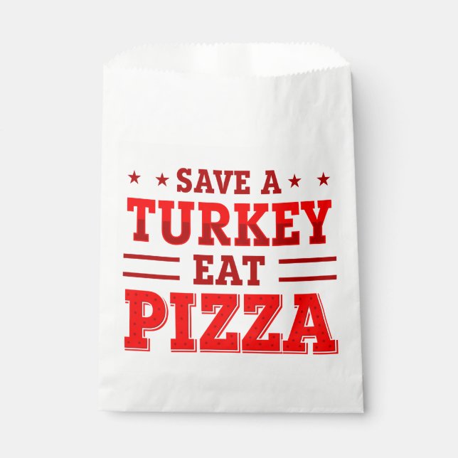 Roter Erntedank rette Pizza aus Truthahn Geschenktütchen (Vorderseite)
