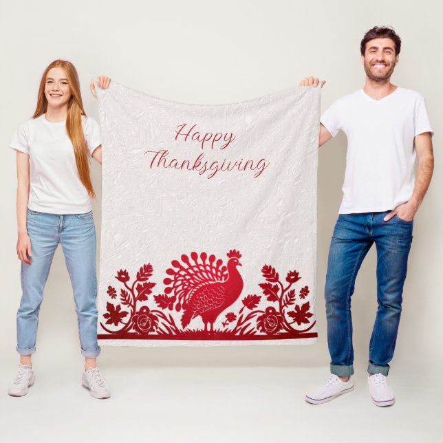 Roter Erntedank Türkei Floral Fleece Blanket (Beispiel)