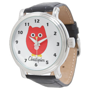 Roter Eulen-Design personalisiert Armbanduhr