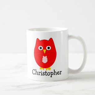 Roter Eulen-Design personalisiert Kaffeetasse