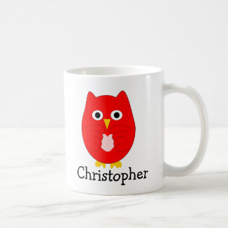Roter Eulen-Design personalisiert Kaffeetasse