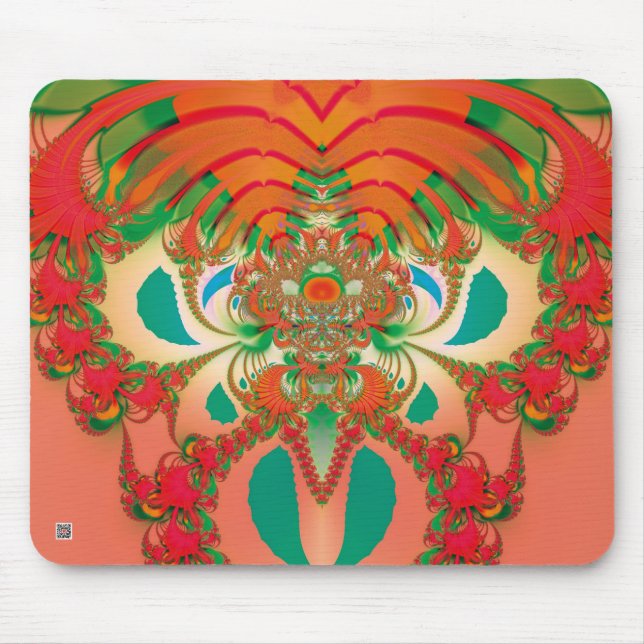 Roter Eulen-Fraktal-Abstraktkunst Mousepad (Vorne)