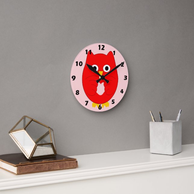 Roter Eulendesign Runde Wanduhr (Büro)