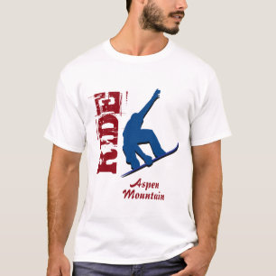 Roter Fahraspen-GebirgsSnowboard T-Shirt