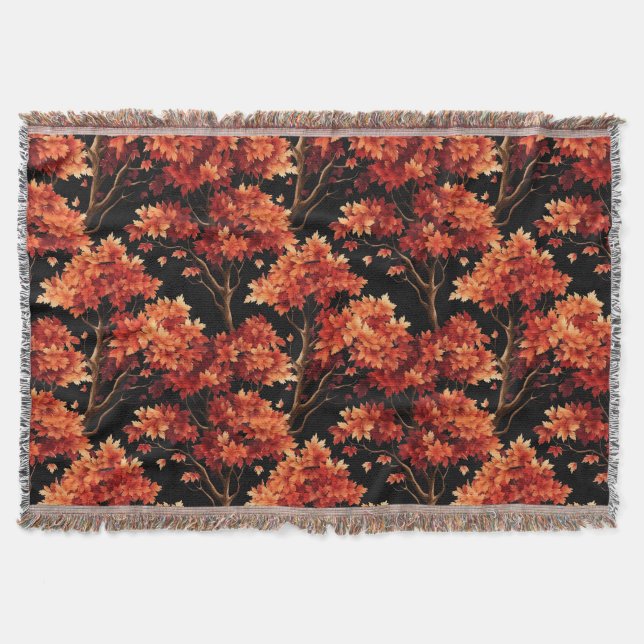 Roter Fall Ahornbaum Nahtloses Muster Grafik Decke (Vorderseite)