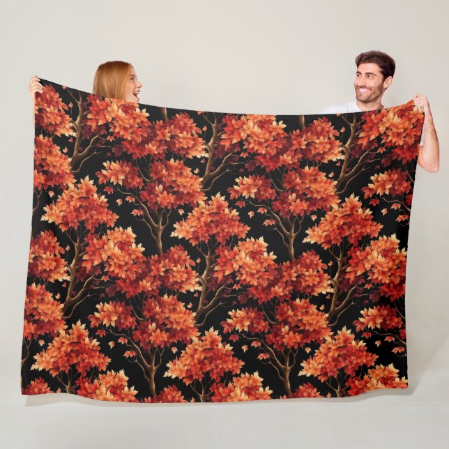 Roter Fall Ahornbaum Nahtloses Muster Grafik Fleecedecke (Beispiel)