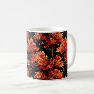 Roter Fall Ahornbaum Nahtloses Muster Grafik Kaffeetasse