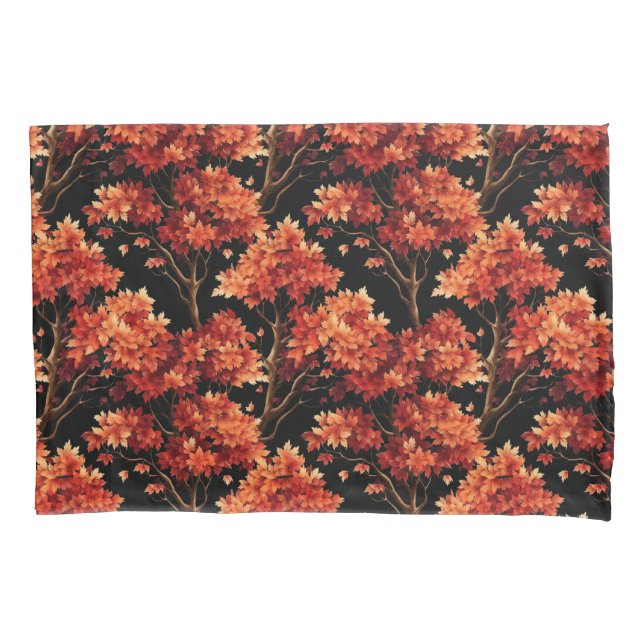 Roter Fall Ahornbaum Nahtloses Muster Grafik Kissenbezug (Vorderseite)