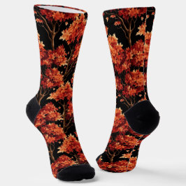 Roter Fall Ahornbaum Nahtloses Muster Grafik Socken