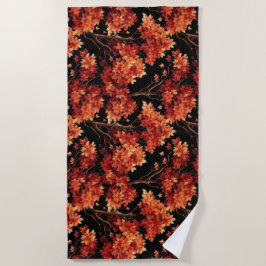 Roter Fall Ahornbaum Nahtloses Muster Grafik Strandtuch