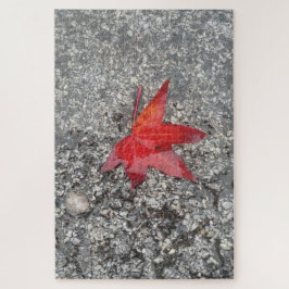 Roter Fall in Regen auf grauer, strukturierter Str Puzzle