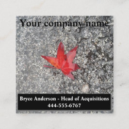 Roter Fall in Regen auf grauer, strukturierter Str Quadratische Visitenkarte