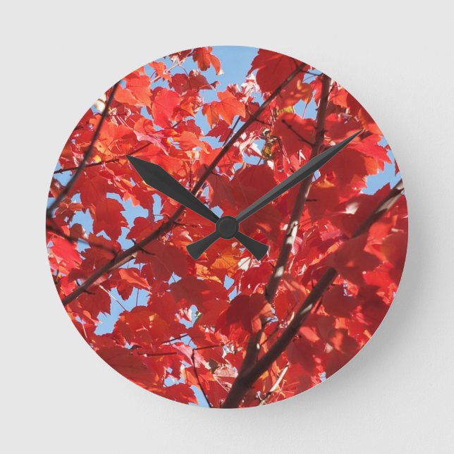 Roter Fall Runde Wanduhr (Vorderseite)