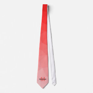 Roter Farbverlauf Geometrie-Netzmuster Monogramm Krawatte