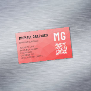 Roter Farbverlauf geometrisches Mesh-Muster QR-Cod Magnetische Visitenkarte