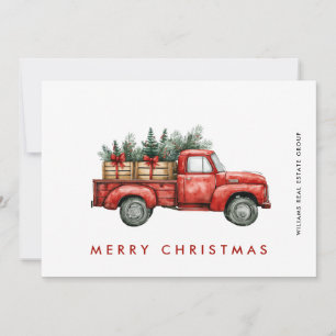 Roter Farm-LKW-Weihnachts-Firmen-Gruß Feiertagskarte
