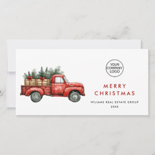 Roter Farm Truck Weihnachts-Geschäftsgruß Feiertagskarte