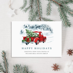 Roter Farm Truck Weihnachts-Geschäftsgruß Feiertagskarte