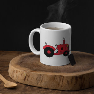 Roter Farmtraktor Fahrzeug Kaffeetasse