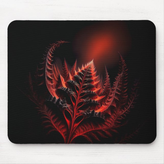 Roter Farn-ähnlicher Fraktal, der sich in den Himm Mousepad (Vorne)