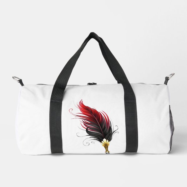 Roter Federhalter mit Goldfeder Duffle Bag (Vorderseite)