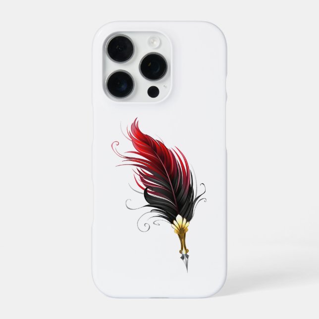 Roter Federhalter mit Goldfeder iPhone Hülle (Rückseite)