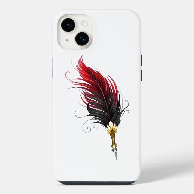 Roter Federhalter mit Goldfeder iPhone Hülle (Rückseite)