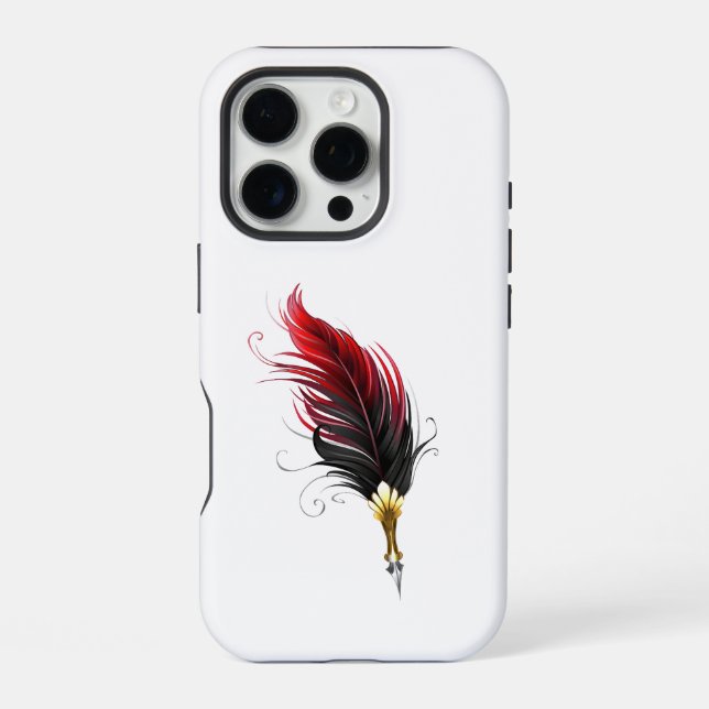 Roter Federhalter mit Goldfeder iPhone Hülle (Rückseite)