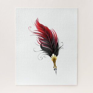 Roter Federhalter mit Goldfeder Puzzle