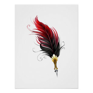 Roter Federhalter mit Goldspitze Poster