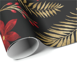 Roter Fern Bunch Foil Glitzer Gold Black Geschenkpapier