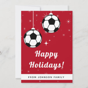 Roter festlicher Fußball-Ornament zum Aufhängen Feiertagskarte
