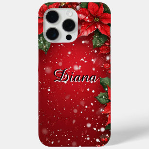 Roter festlicher Grünrahmen mit Poinsettia-Blume Case-Mate iPhone Hülle