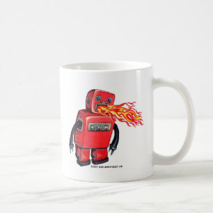 Roter Feuer-atmenroboter Tasse