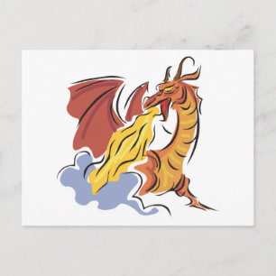 roter feuerspeiender Drache Postkarte