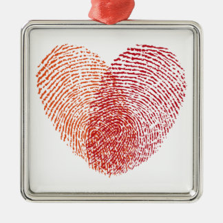 Roter Fingerabdruckherzentwurf Silbernes Ornament