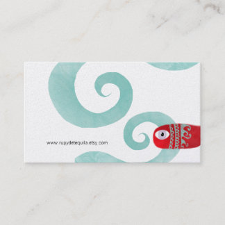 Roter Fisch Blaue Wellen Metallischer Finish Plati Visitenkarte