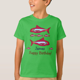 Roter Fisch für Kinder T - Shirt Happy Geburtstag