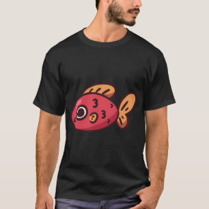Roter Fisch Gekritzel T-Shirt
