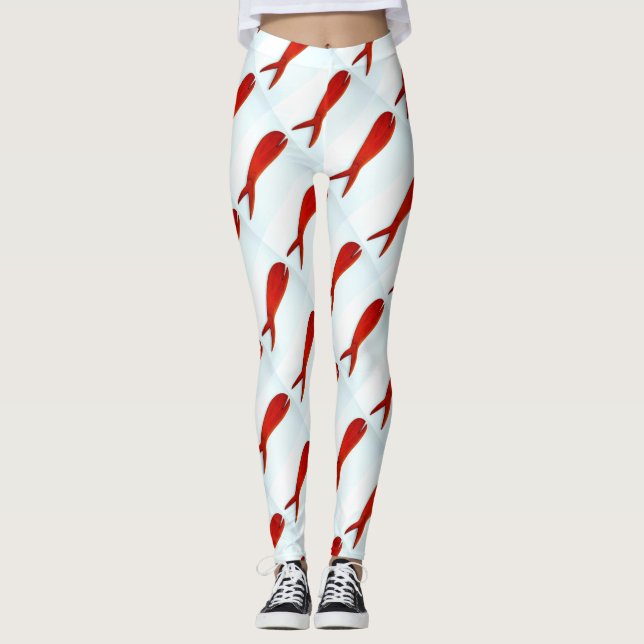 Roter Fisch Leggings (Vorderseite)