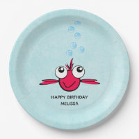 Roter Fisch mit dem Illustrationspapier "Big Eyes