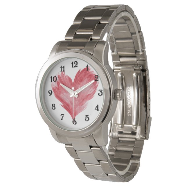 Roter Flammenherz Armbanduhr (Schrägansicht)